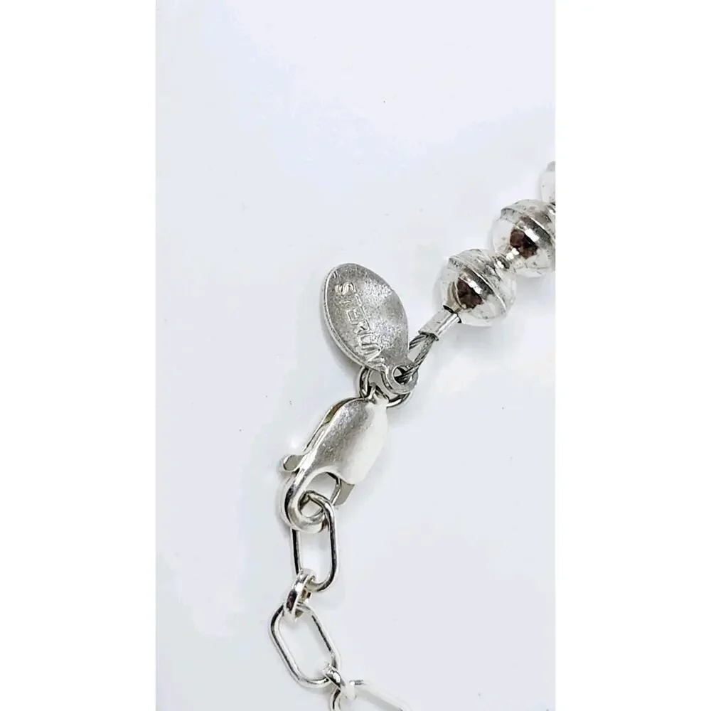 Vintage 925 Sterling Silver Beaded Ball Strand Bracelet 7